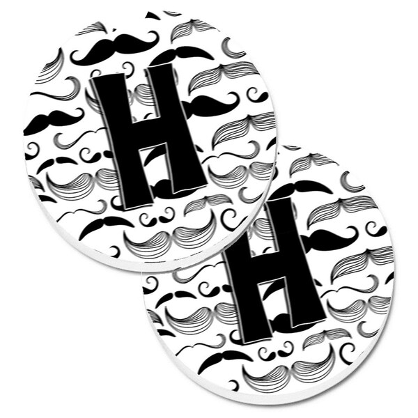 Carolines Treasures Letter H Moustache Initial Cup Holder Car Coaster, PK2 CJ2009-HCARC - main
